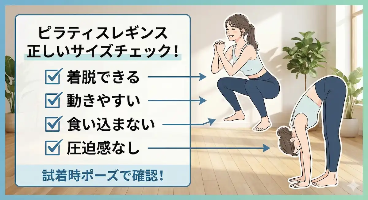 ピラティスレギンスの正しいサイズ確認チェックポイント